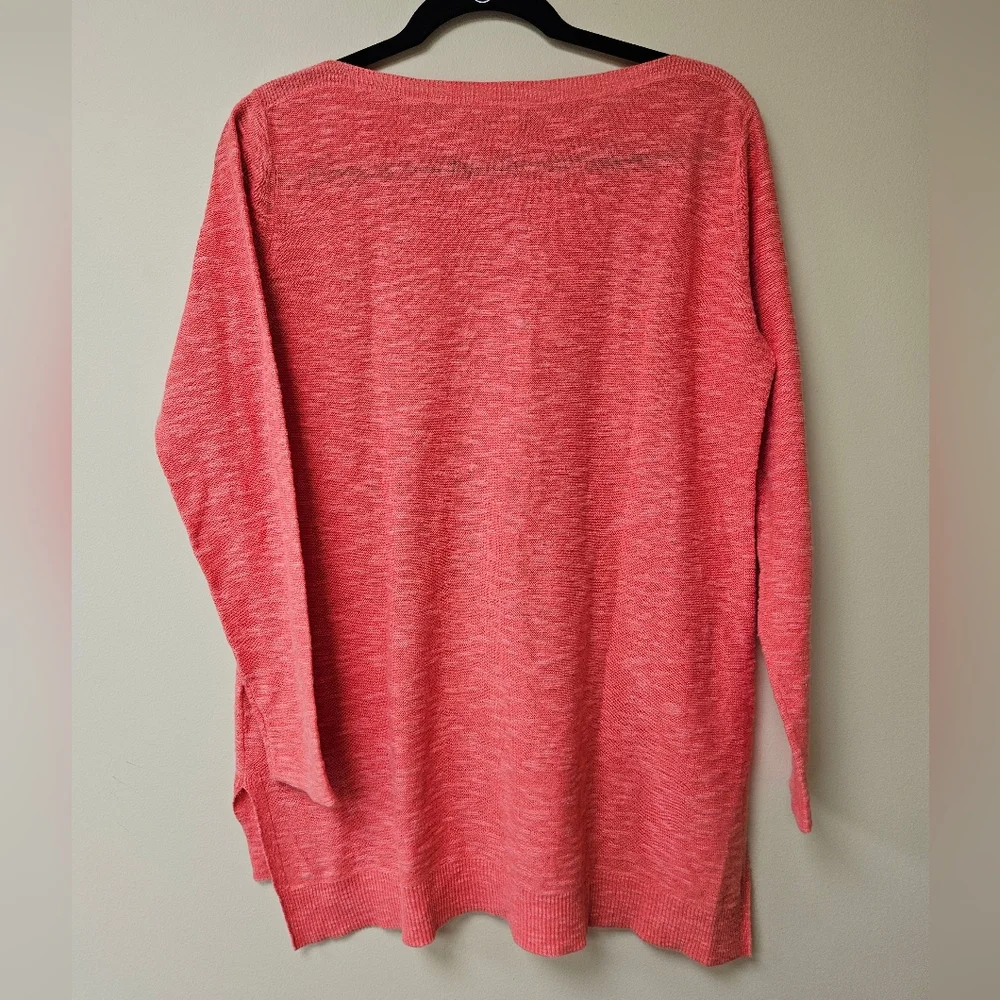 Eileen Fisher Cotton Linen Blend Coral Tunic Long Sleeve Top Size S Oversized - Picture 4 of 7